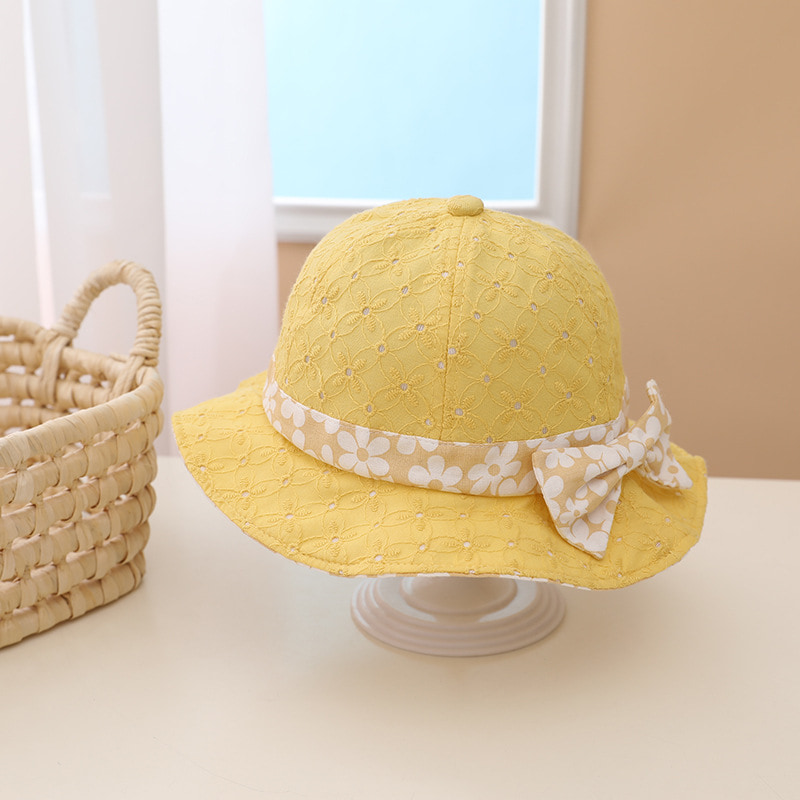 BK00012 Sweet Printed Bow Lace Girl Kids Baldi Hat