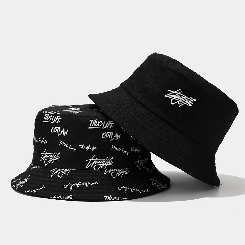 BK00025 Topi Baldi Kasual Sulaman Bunga Dua Muka