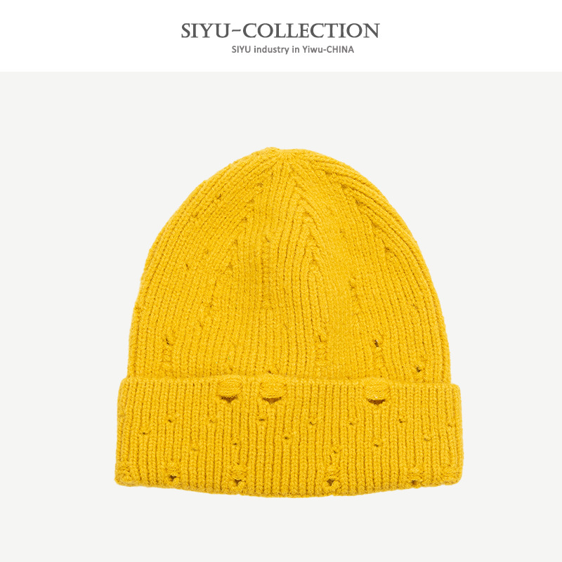 H00053 Topi Rajutan Dewasa Gaya Lama Berlubang