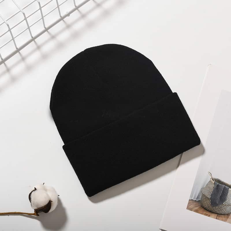H00076 Topi Rajutan Jalur Panas Musim Sejuk Wanita Warna Tulen