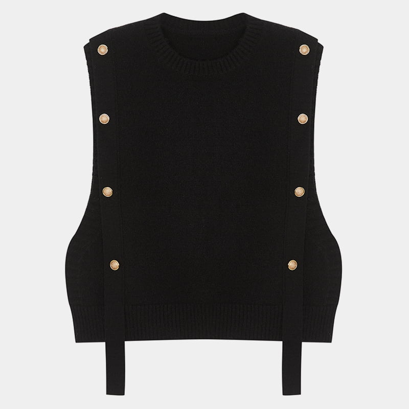 ML2217 Vest Sweater Berkait Vintage Fesyen Gaya Sejuk