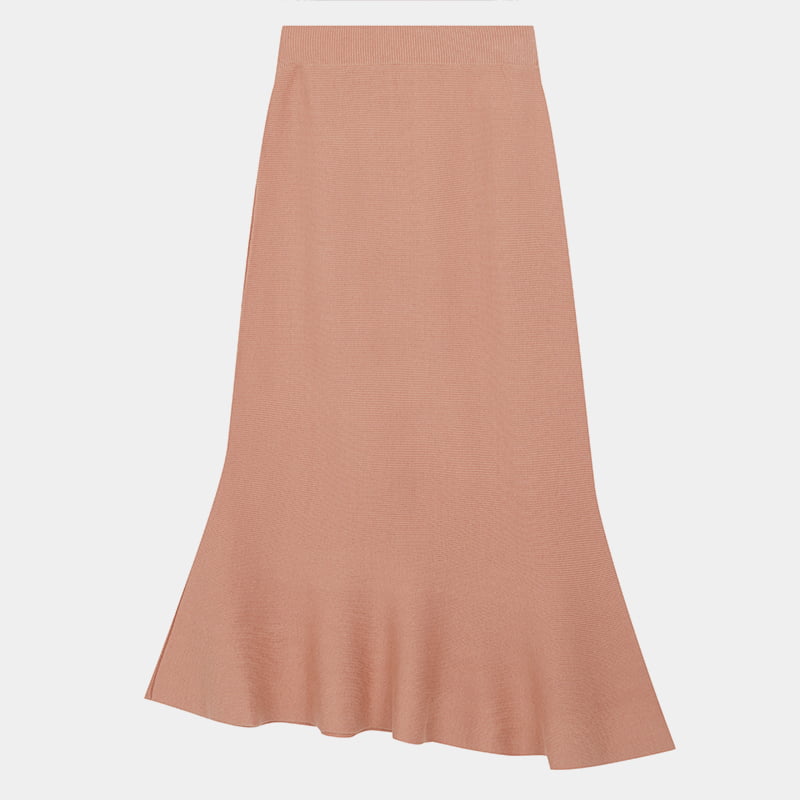 ML2235 Skirt Knitted Fishtail 100% Kapas Elegan Lembut A-line