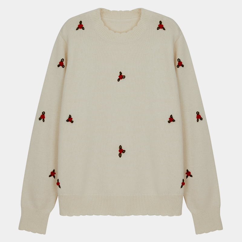ML2207 Lazy Style Petal Collar Handmade Floral Knitted Jumper