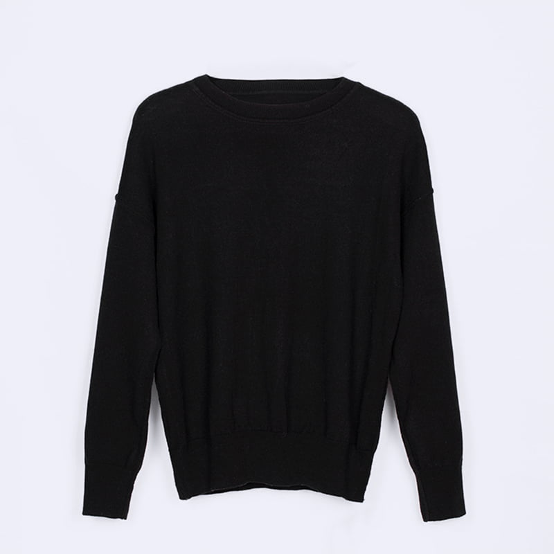 SM-K0048 Wanita Abjad Jacquard Crew Leher Lengan Panjang Rajutan Jumper