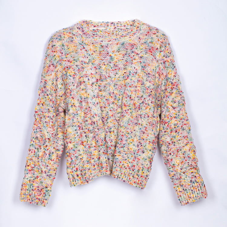 SM-K0033 Berwarna-warni Polka Dot Sweet Wind Longgar Turtleneck Sweater Rajutan Jumper