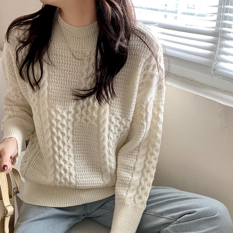 SM-K0024 Twisted Turtleneck Loose Sweater Knitted Jumper SM-K0024 Twisted Turtleneck Loose Sweater Knitted Jumper