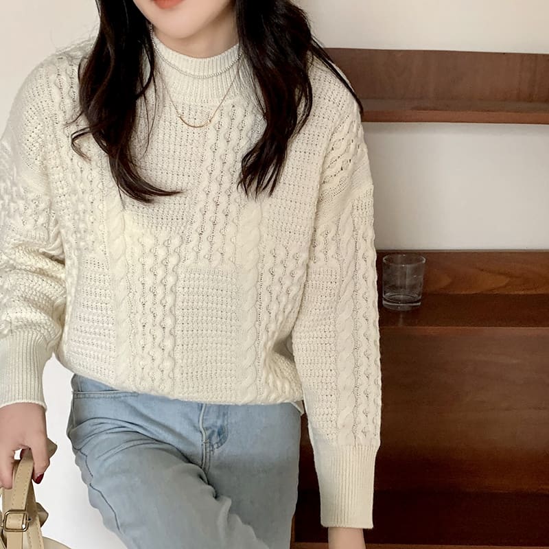 SM-K0024 Twisted Turtleneck Loose Sweater Knitted Jumper SM-K0024 Twisted Turtleneck Loose Sweater Knitted Jumper