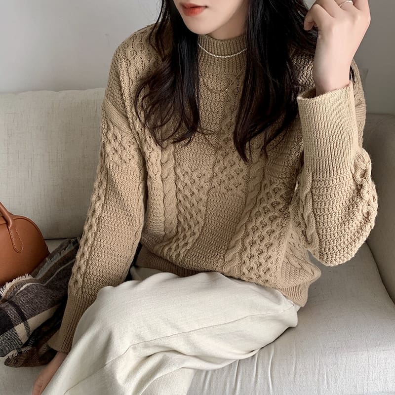 SM-K0024 Twisted Turtleneck Loose Sweater Knitted Jumper SM-K0024 Twisted Turtleneck Loose Sweater Knitted Jumper