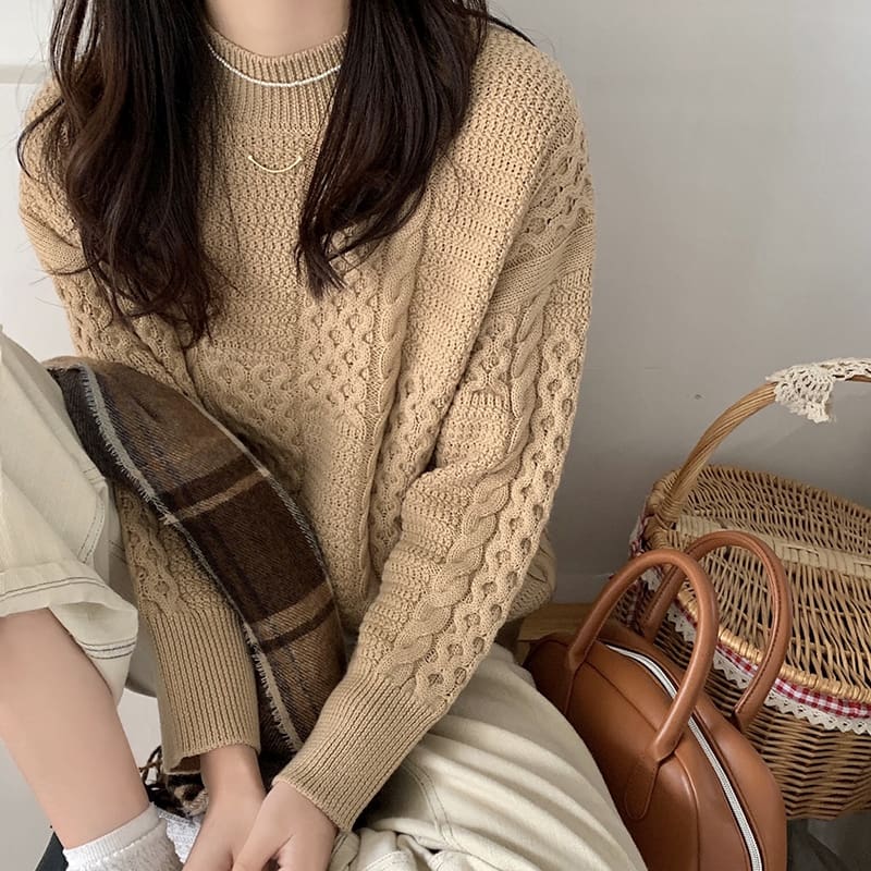 SM-K0024 Twisted Turtleneck Loose Sweater Knitted Jumper SM-K0024 Twisted Turtleneck Loose Sweater Knitted Jumper