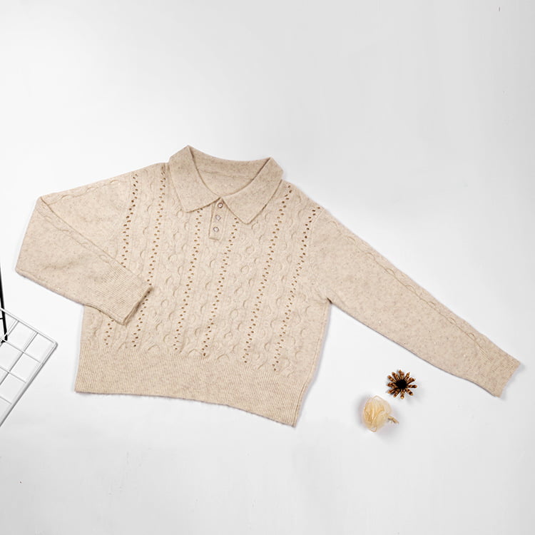 SM-K0012 Musim Bunga Musim Gugur Polo Lapel Warna Pepejal Pelompat Dikait Bawah Berongga SM-K0012 Musim Bunga Musim Gugur Polo Lapel Warna Pepejal Pelompat Dikait Bawah Berongga