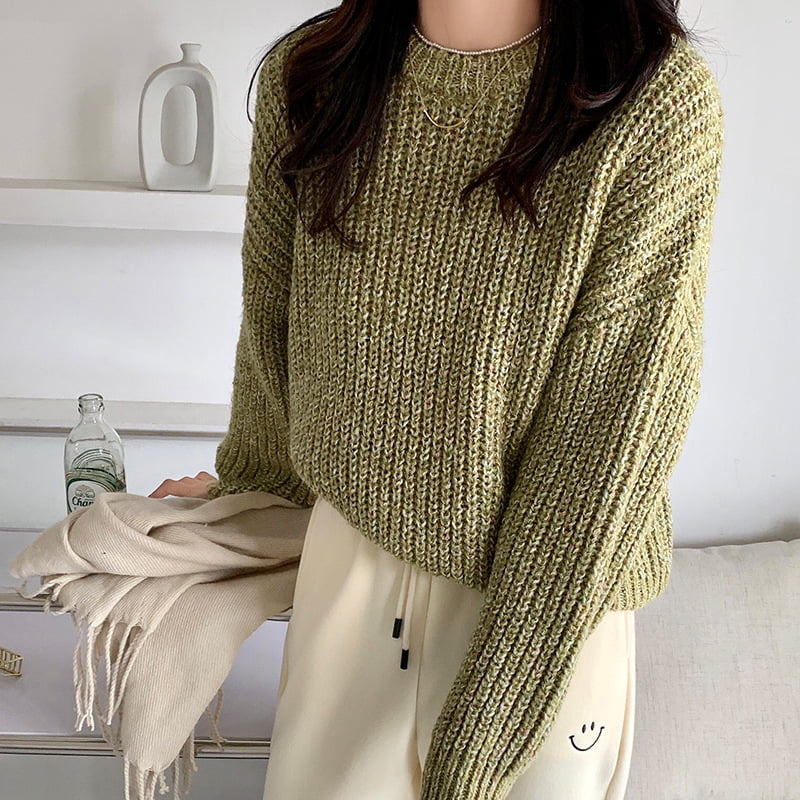 SM-K0028 Spring Lazy Crew Leher Berwarna-warni Lembut Berlilin Lengan Panjang Pelompat Rajutan SM-K0028 Spring Lazy Crew Leher Berwarna-warni Lembut Berlilin Lengan Panjang Pelompat Rajutan