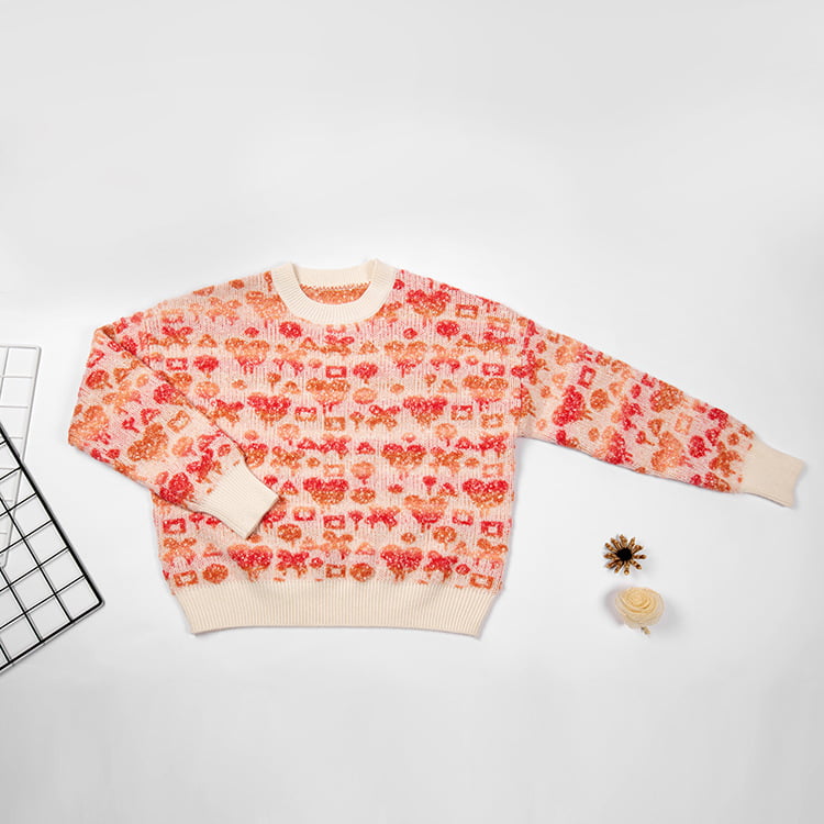 SM-K0038 Sweater Pullover Leher Bulat Pelompat Rajut Corak Tiga Dimensi Manis Wanita SM-K0038 Sweater Pullover Leher Bulat Pelompat Rajut Corak Tiga Dimensi Manis Wanita