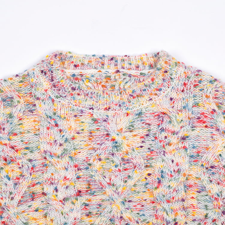 SM-K0033 Berwarna-warni Polka Dot Sweet Wind Longgar Turtleneck Sweater Rajutan Jumper SM-K0033 Berwarna-warni Polka Dot Sweet Wind Longgar Turtleneck Sweater Rajutan Jumper