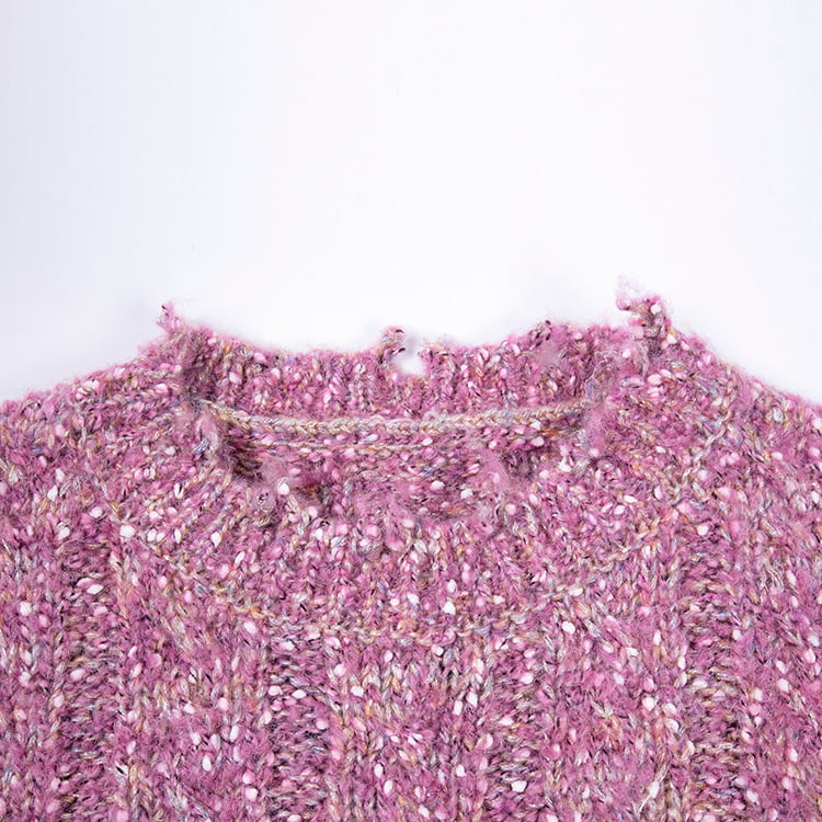 SM-K0037 Musim Bunga Dan Musim Gugur Garis Leher Bulat Keliman Raw Notch Wanita Jumper Rajutan SM-K0037 Musim Bunga Dan Musim Gugur Garis Leher Bulat Keliman Raw Notch Wanita Jumper Rajutan