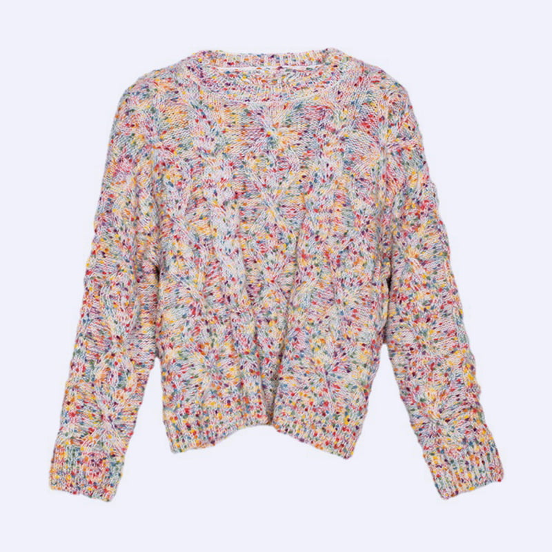 SM-K0033 Berwarna-warni Polka Dot Sweet Wind Longgar Turtleneck Sweater Rajutan Jumper SM-K0033 Berwarna-warni Polka Dot Sweet Wind Longgar Turtleneck Sweater Rajutan Jumper