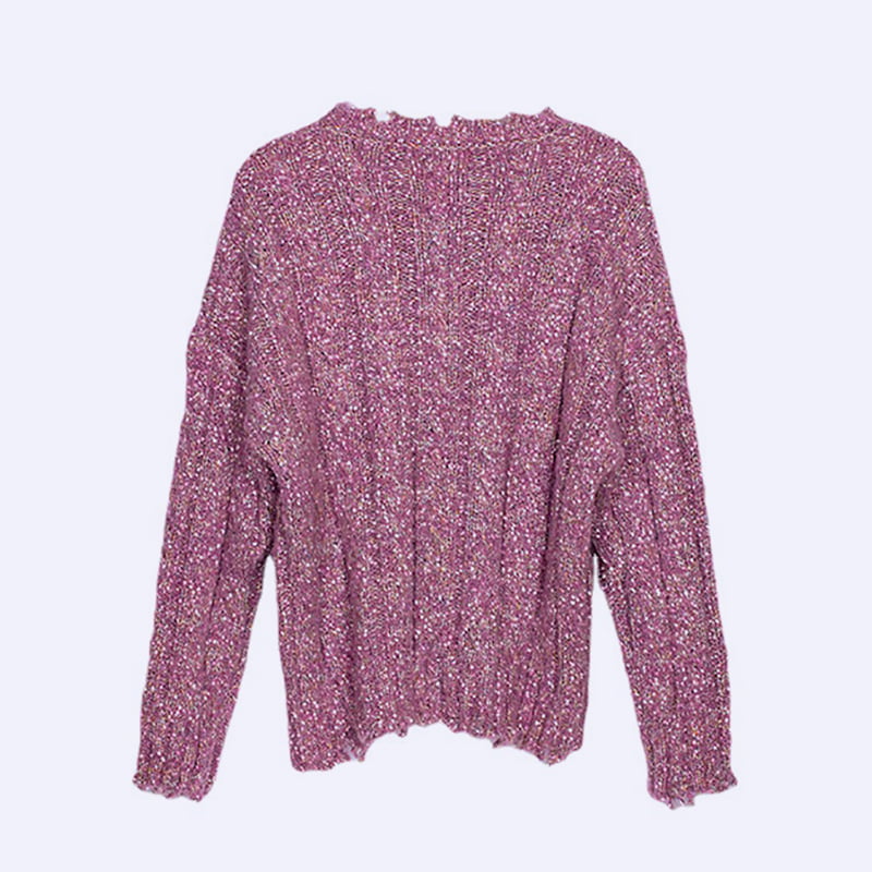 SM-K0037 Musim Bunga Dan Musim Gugur Garis Leher Bulat Keliman Raw Notch Wanita Jumper Rajutan SM-K0037 Musim Bunga Dan Musim Gugur Garis Leher Bulat Keliman Raw Notch Wanita Jumper Rajutan