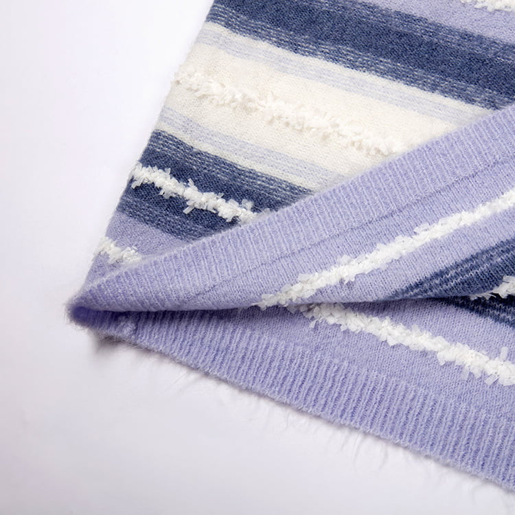 SM-K0047 Kecerunan Berjalur Tampalan Manis Longgar Leher Bulat Dikait Pelompat SM-K0047 Kecerunan Berjalur Tampalan Manis Longgar Leher Bulat Dikait Pelompat