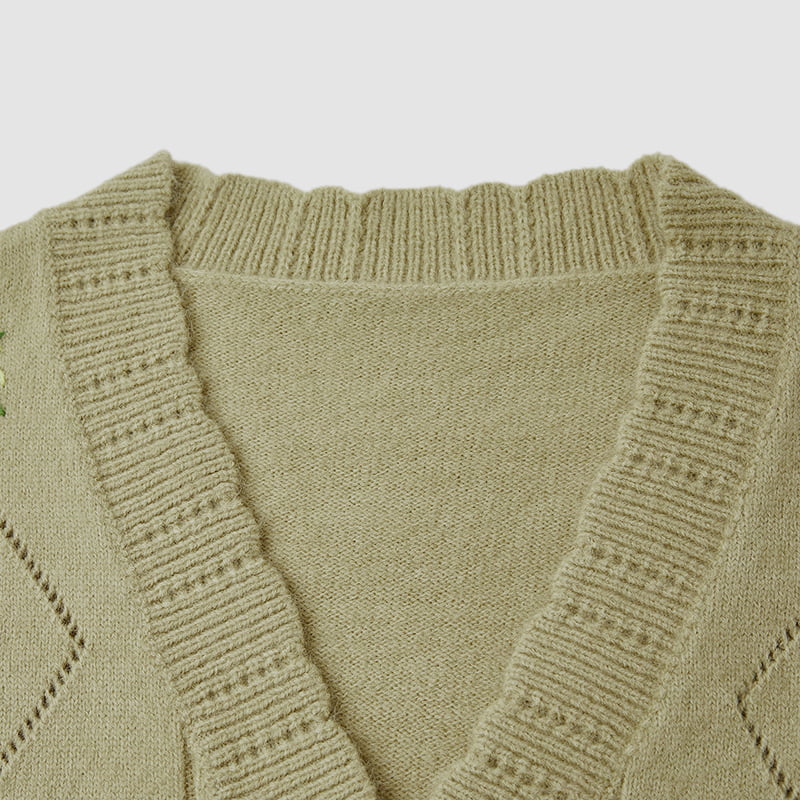 ML2213 Retro Japanese Avocado Green Handmade Knitted Cardigan Jacket ML2213 Retro Japanese Avocado Green Handmade Knitted Cardigan Jacket