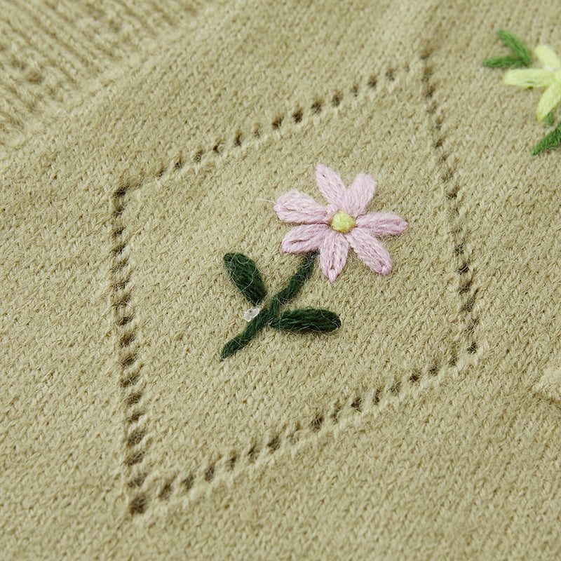 ML2213 Retro Japanese Avocado Green Handmade Knitted Cardigan Jacket ML2213 Retro Japanese Avocado Green Handmade Knitted Cardigan Jacket