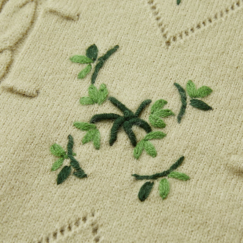 ML2213 Retro Japanese Avocado Green Handmade Knitted Cardigan Jacket ML2213 Retro Japanese Avocado Green Handmade Knitted Cardigan Jacket