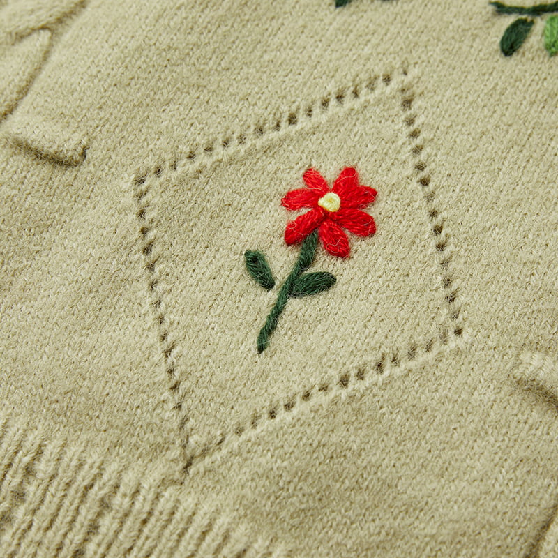 ML2213 Retro Japanese Avocado Green Handmade Knitted Cardigan Jacket ML2213 Retro Japanese Avocado Green Handmade Knitted Cardigan Jacket