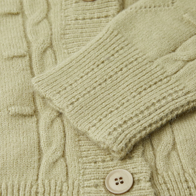 ML2213 Retro Japanese Avocado Green Handmade Knitted Cardigan Jacket ML2213 Retro Japanese Avocado Green Handmade Knitted Cardigan Jacket