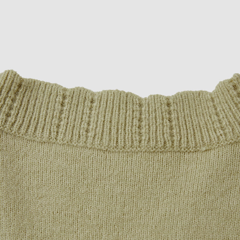 ML2213 Retro Japanese Avocado Green Handmade Knitted Cardigan Jacket ML2213 Retro Japanese Avocado Green Handmade Knitted Cardigan Jacket