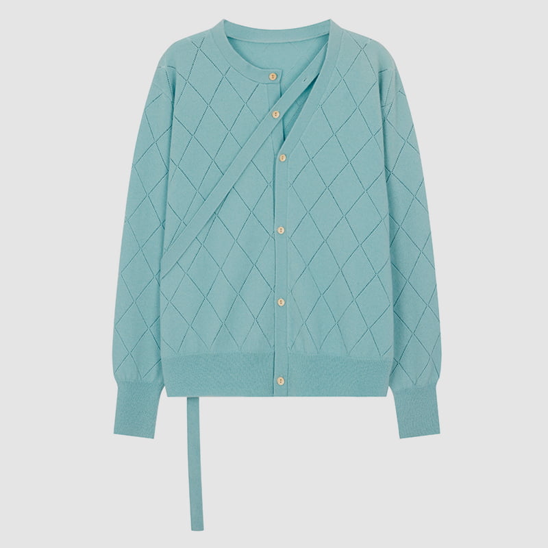 ML2212 Berlian Hollow Neckline Reben Design Knit Cardigan Sweater