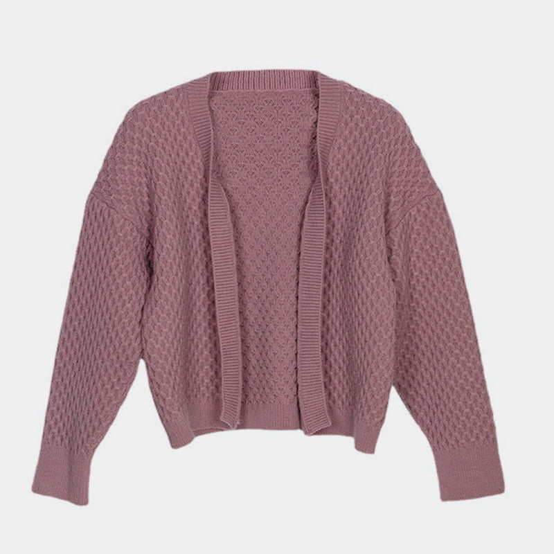 SM-K0044 Sweater Musim Gugur/Musim Sejuk Pintasan Tiga Dimensi Kardigan Dikait Tanpa Butang