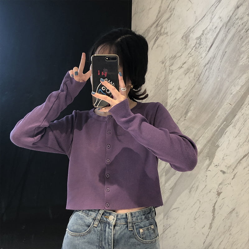 SM-K0016 Gaya Pendek Lengan Panjang Longgar Leher Nipis Sweater Wanita Rajutan Cardigan SM-K0016 Gaya Pendek Lengan Panjang Longgar Leher Nipis Sweater Wanita Rajutan Cardigan