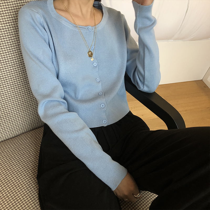 SM-K0016 Gaya Pendek Lengan Panjang Longgar Leher Nipis Sweater Wanita Rajutan Cardigan SM-K0016 Gaya Pendek Lengan Panjang Longgar Leher Nipis Sweater Wanita Rajutan Cardigan