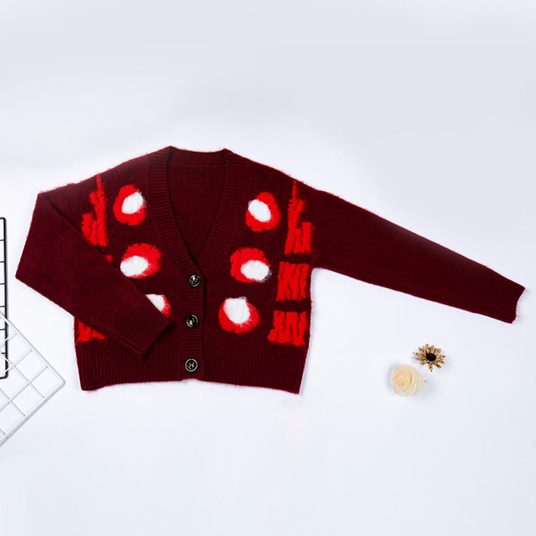 SM-K0030 Jacquard Musim Gugur/Musim Sejuk Berwarna Kontras Kardigan Berkait Tebal Wanita SM-K0030 Jacquard Musim Gugur/Musim Sejuk Berwarna Kontras Kardigan Berkait Tebal Wanita