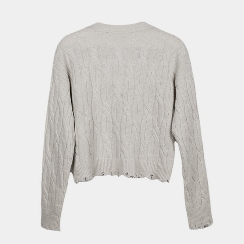 SM-K0013 Musim Gugur/Musim Sejuk Sweater Twist Tiga Dimensi Kardigan Rajutan Leher V SM-K0013 Musim Gugur/Musim Sejuk Sweater Twist Tiga Dimensi Kardigan Rajutan Leher V