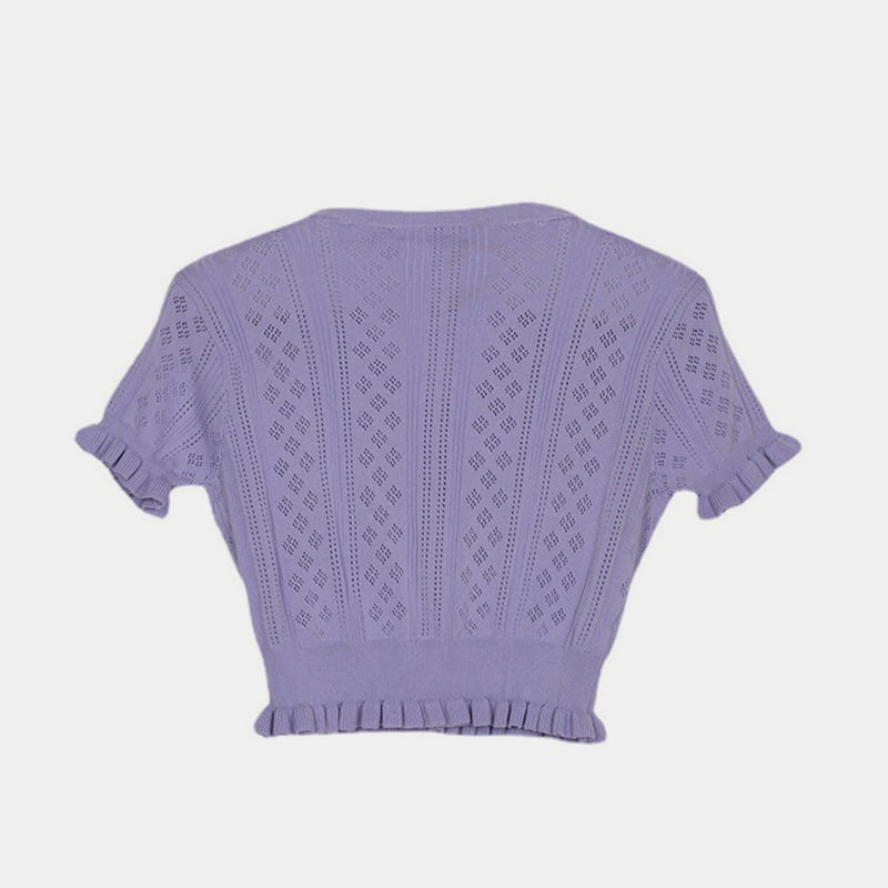 SM-K0015 Musim Panas V-leher Pendek Nipis Lengan Pendek Berongga Keluar Sutera Ais Kardigan Knit SM-K0015 Musim Panas V-leher Pendek Nipis Lengan Pendek Berongga Keluar Sutera Ais Kardigan Knit