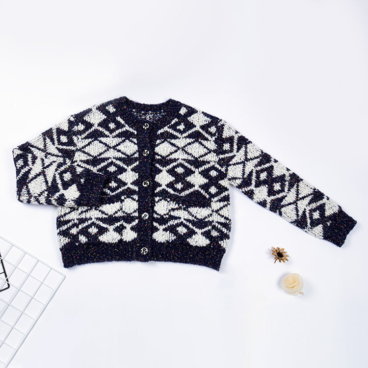 SM-K0036 Pakaian Luar Wanita Musim Gugur Dan Musim Sejuk Corak Geometrik Berbintik-bintik Cardigan SM-K0036 Pakaian Luar Wanita Musim Gugur Dan Musim Sejuk Corak Geometrik Berbintik-bintik Cardigan