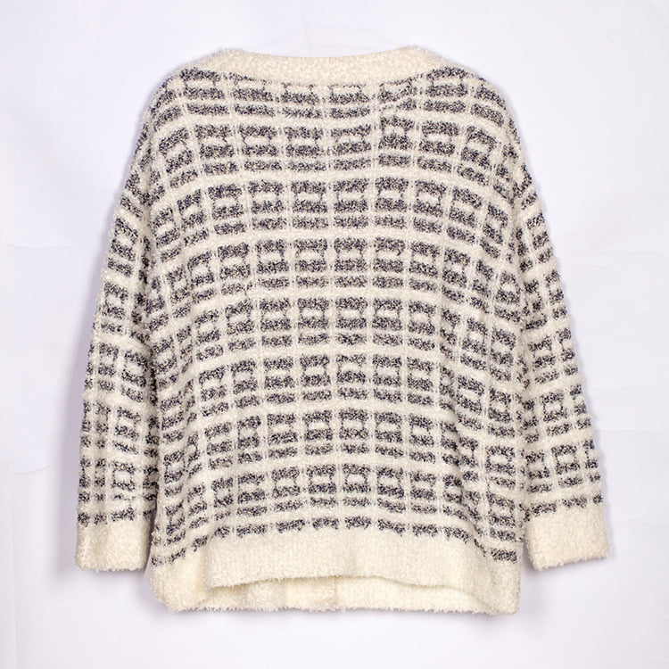 SM-K0041 Hitam dan Putih Kotak-kotak Kecil Wangi Mohair Knit Cardigan Gaya Korea Malas SM-K0041 Hitam dan Putih Kotak-kotak Kecil Wangi Mohair Knit Cardigan Gaya Korea Malas