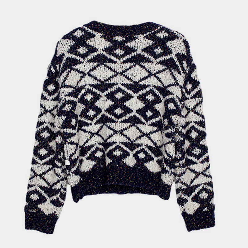 SM-K0036 Pakaian Luar Wanita Musim Gugur Dan Musim Sejuk Corak Geometrik Berbintik-bintik Cardigan SM-K0036 Pakaian Luar Wanita Musim Gugur Dan Musim Sejuk Corak Geometrik Berbintik-bintik Cardigan