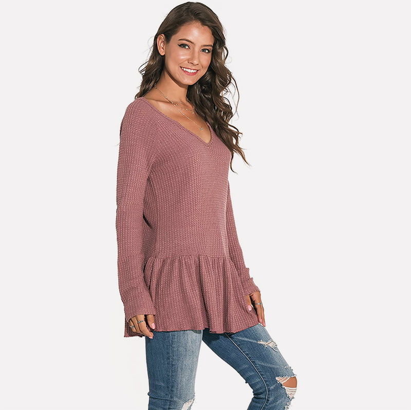 SM-K0096 V-neck Floun Long Knitted Jumper Sweater Kasual SM-K0096 V-neck Floun Long Knitted Jumper Sweater Kasual