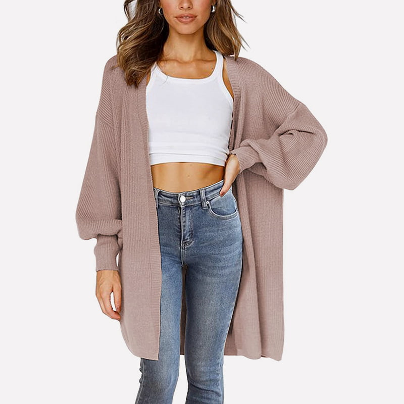 SM-K0061 V-neck Lengan Tanglung Kardigan Berkait Sederhana Panjang