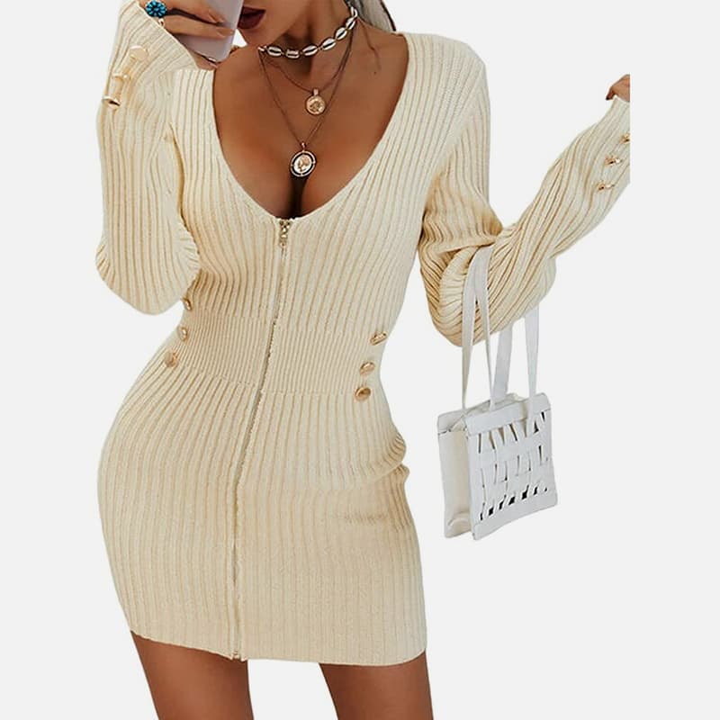 SM-K0078 V-Neck Lengan Panjang Zip Pakaian Berkait Nipis Pendek SM-K0078 V-Neck Lengan Panjang Zip Pakaian Berkait Nipis Pendek