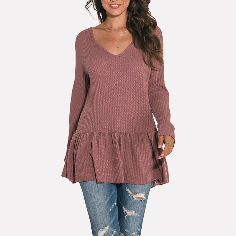 SM-K0096 V-neck Floun Long Knitted Jumper Sweater Kasual