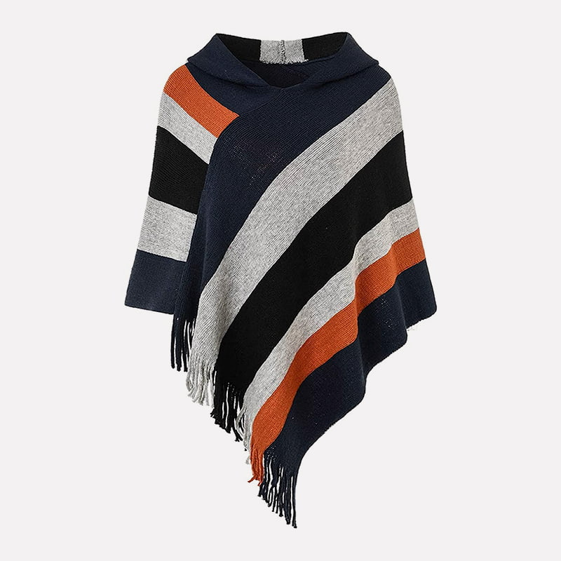 SM-K0093 Loose Pullover Striped Knit Cape Sweater Knitted Jumper SM-K0093 Loose Pullover Striped Knit Cape Sweater Knitted Jumper
