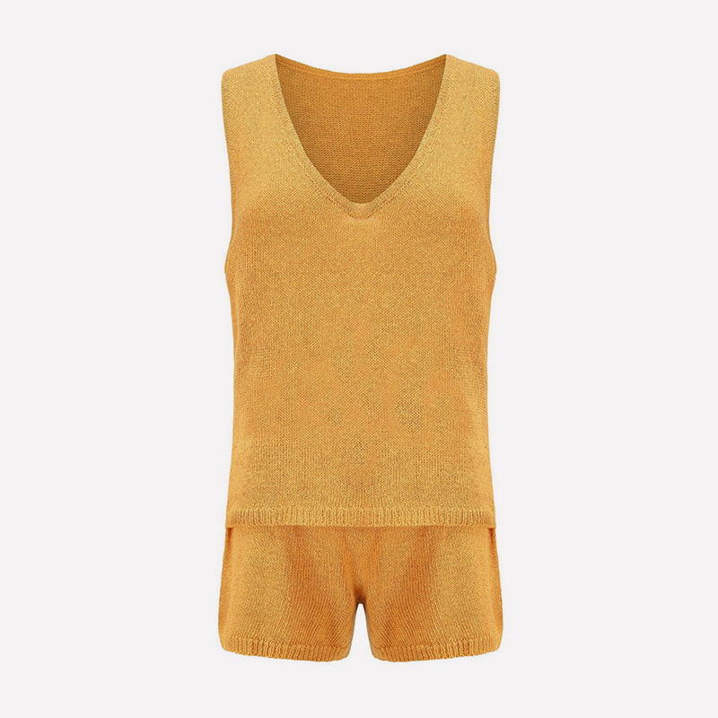 SM-K0102 Baju Berkait Halus Warna Pepejal Dan Seluar Pendek Bertali Sut Berkait Kasual SM-K0102 Baju Berkait Halus Warna Pepejal Dan Seluar Pendek Bertali Sut Berkait Kasual