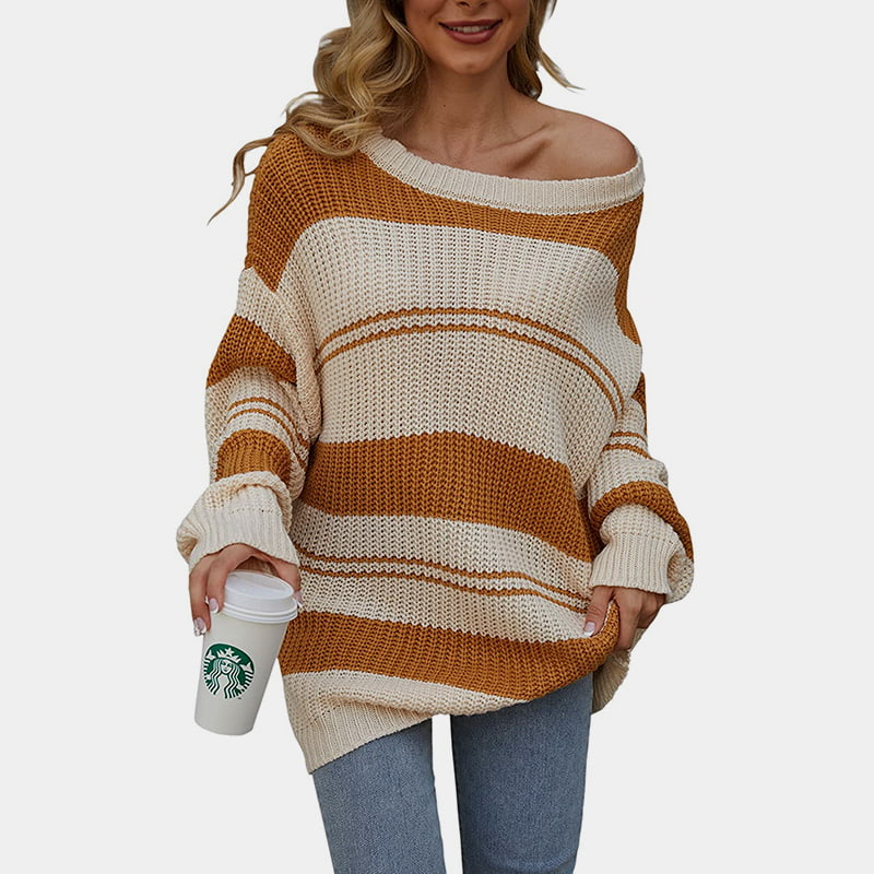 SM-K0066 Berjalur Bergaduh Longgar Crewneck Knitted Jumper Pullover Sweater SM-K0066 Berjalur Bergaduh Longgar Crewneck Knitted Jumper Pullover Sweater