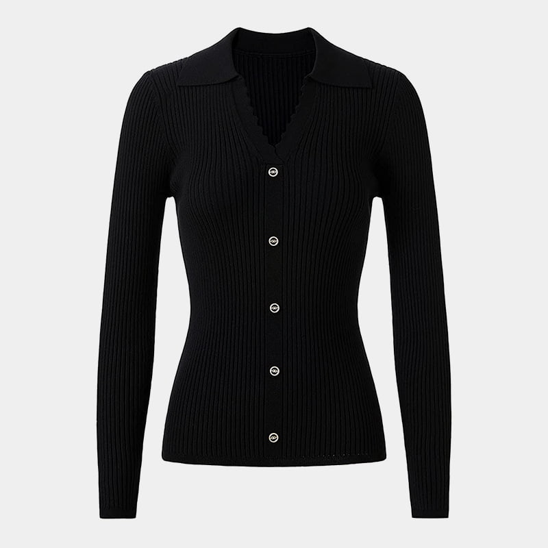 SM-K0064 Leher V Lengan Panjang Hiasan Butang Pelompat Berkait Nipis SM-K0064 Leher V Lengan Panjang Hiasan Butang Pelompat Berkait Nipis