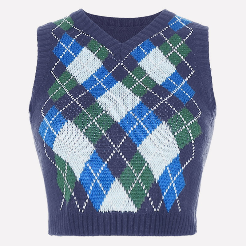 SM-K0058 Corak Semak Geometrik V-leher Berkait Pendek Vest SM-K0058 Corak Semak Geometrik V-leher Berkait Pendek Vest