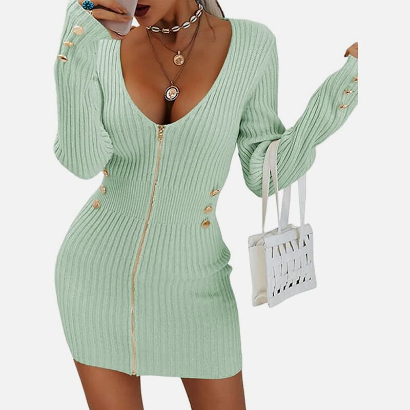 SM-K0078 V-Neck Lengan Panjang Zip Pakaian Berkait Nipis Pendek SM-K0078 V-Neck Lengan Panjang Zip Pakaian Berkait Nipis Pendek