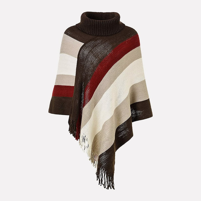 SM-K0093 Loose Pullover Striped Knit Cape Sweater Knitted Jumper SM-K0093 Loose Pullover Striped Knit Cape Sweater Knitted Jumper