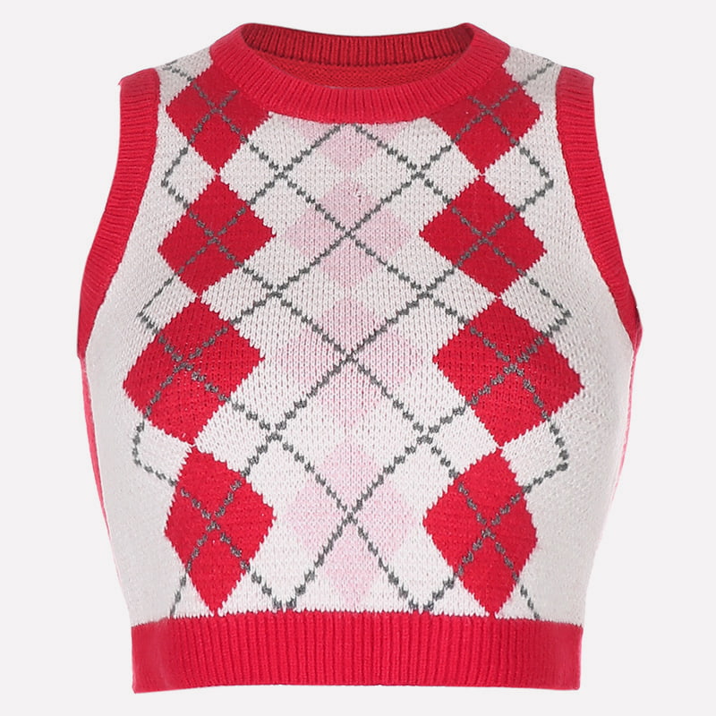 SM-K0058 Corak Semak Geometrik V-leher Berkait Pendek Vest SM-K0058 Corak Semak Geometrik V-leher Berkait Pendek Vest