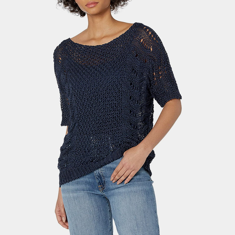 SM-K0060 Leher Kru Berongga Berkait Jumper Pelindung Matahari Lengan Pendek SM-K0060 Leher Kru Berongga Berkait Jumper Pelindung Matahari Lengan Pendek